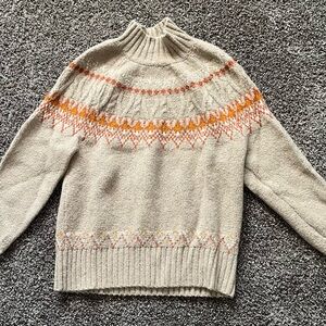 Cozy Beige and Orange Patterned Sweater